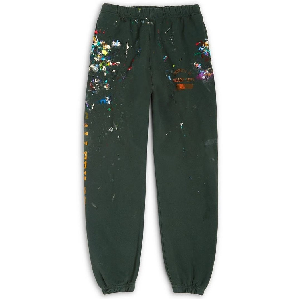 Gallery Dept. “Paint Splatter” Sweatpants (Olive/Yellow Logo)