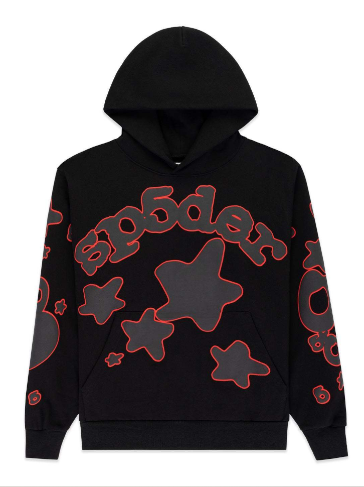 SP5DER BLACK HOODIE (RED OUT PRINT)