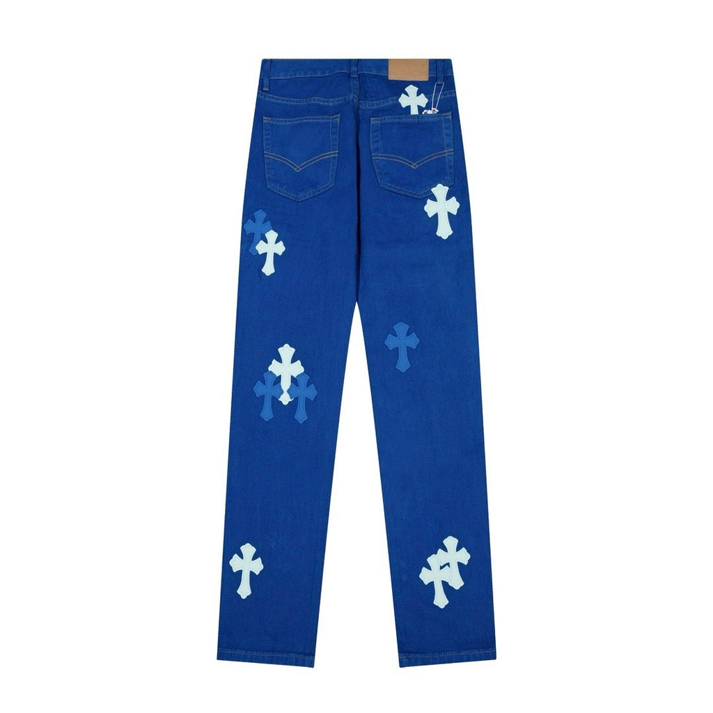 BLUE CHROME HEART JEANS