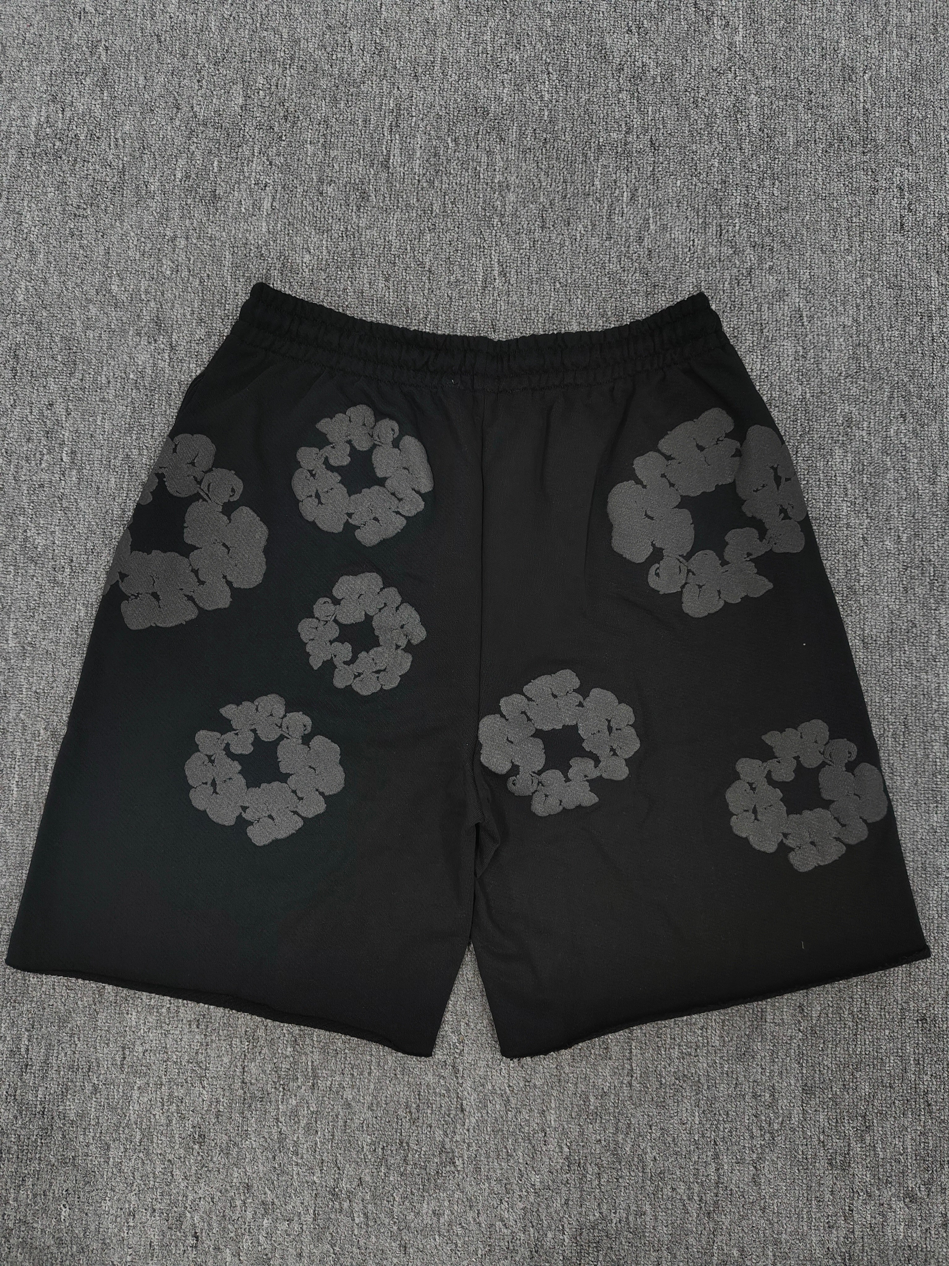 DENIM SHORTS (BLACK PRINT)
