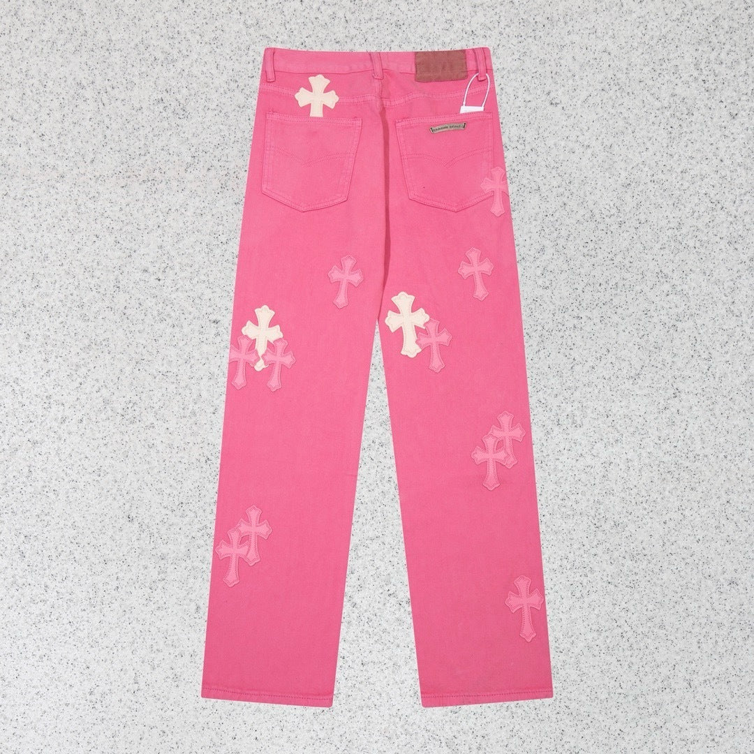 PINK CHROME HEART JEANS