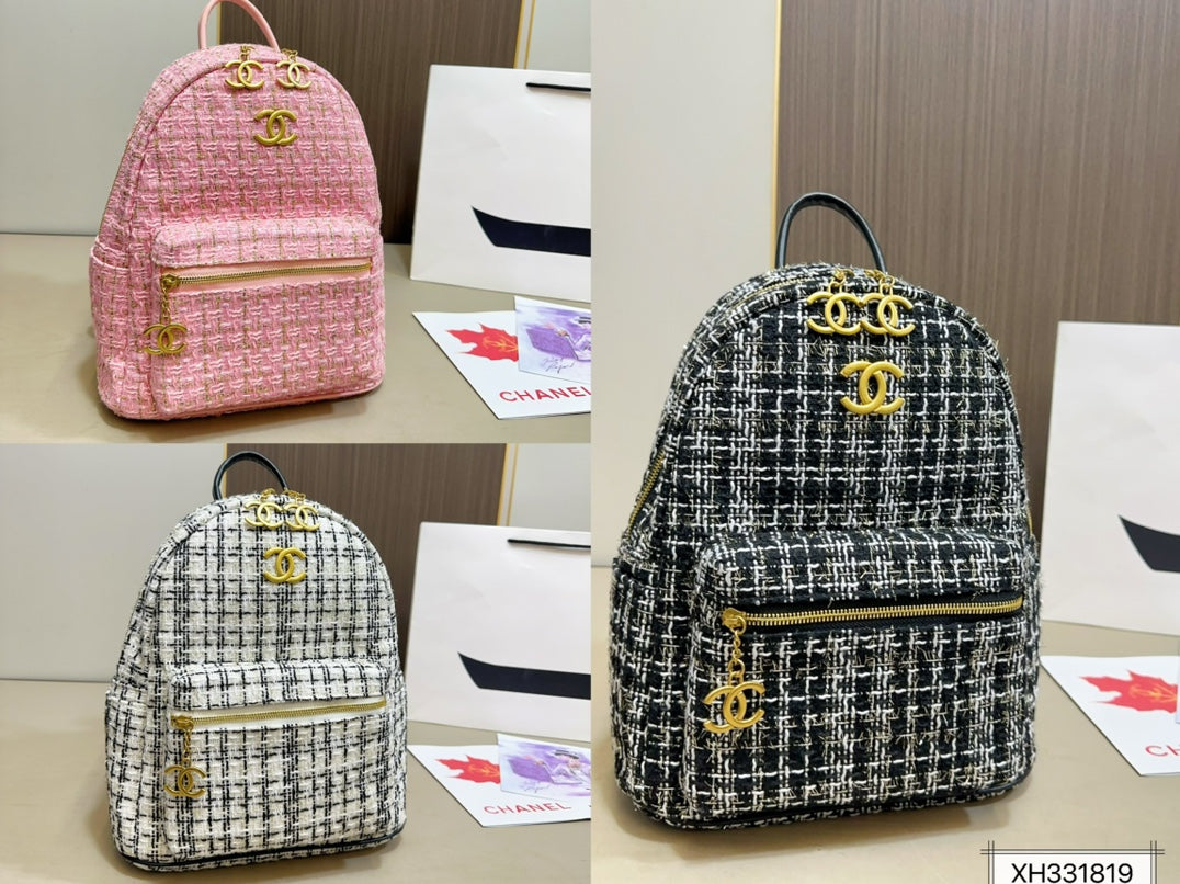 Chanel Tweed Double CC Backpacks