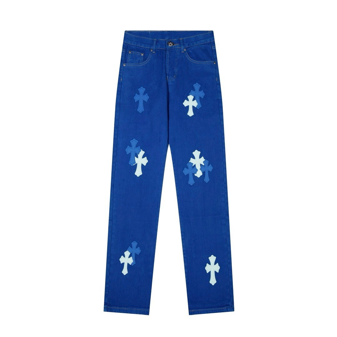 BLUE CHROME HEART JEANS