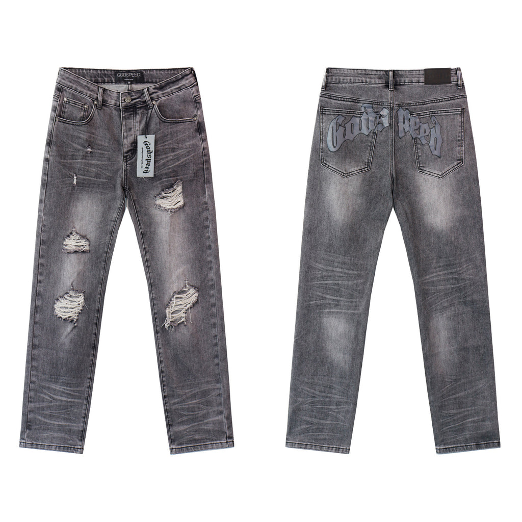 Amiri “God’s Speed” Grey Distressed Jeans