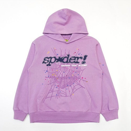 Sp5der Web Hoodie (Purple / Multicolor Stars)