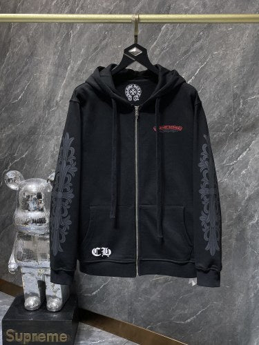 Chrome Hearts Cross Gothic Zip Hoodie – Black/Gray Detailing