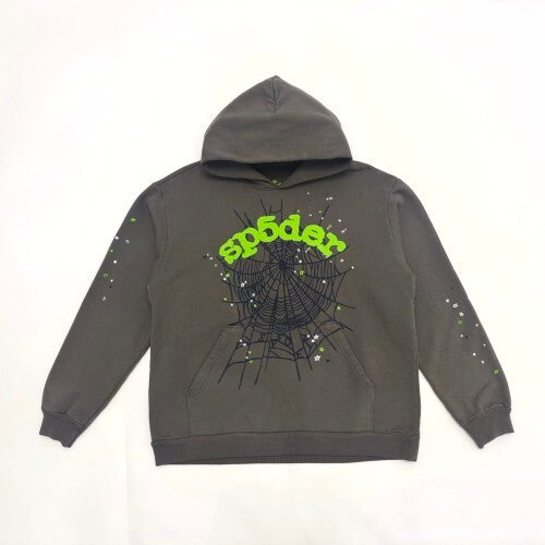 Sp5der Web Hoodie – Charcoal Grey / Neon Green