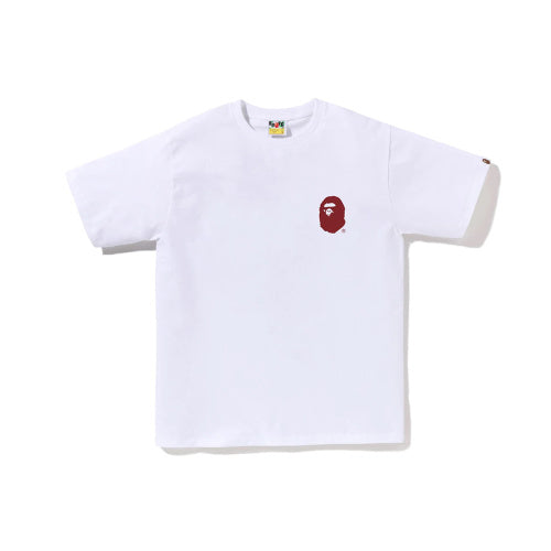 BAPE Small Ape Head Tee – White & Red Logo