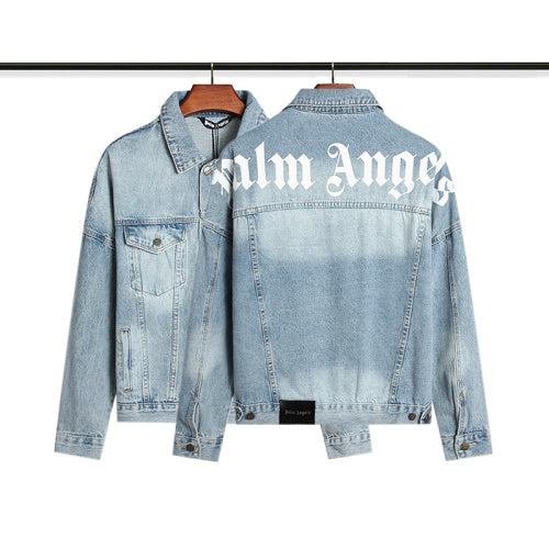 Palm Angels “Logo Denim Jacket” (Light Blue Wash)