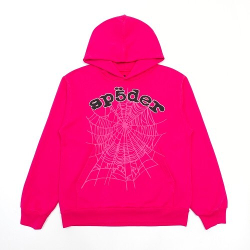 Sp5der “Web Hoodie” (Hot Pink/White Web)