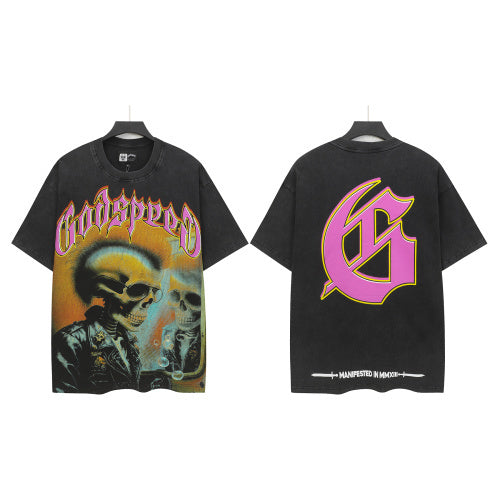Godspeed “Manifest in Heaven” Skeleton Biker Tee,
