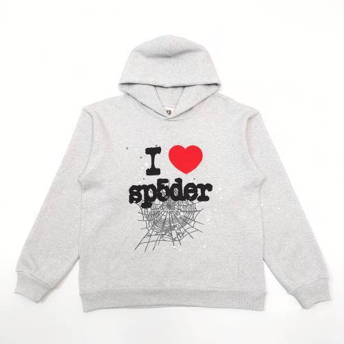Sp5der “I ❤️ Sp5der Web Hoodie” (Grey)