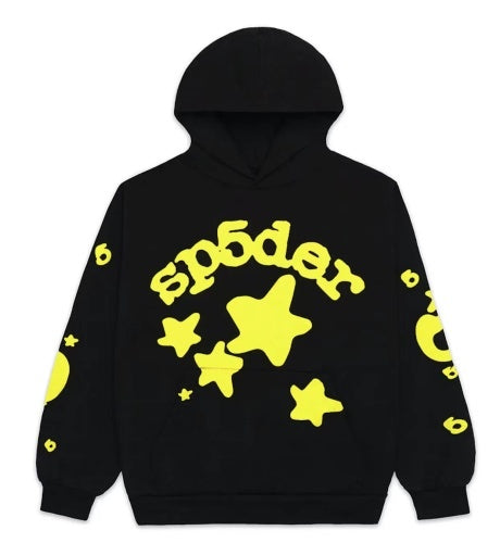 p5der “Web Hoodie” (Black/Yellow Stars)