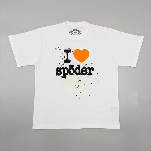 I ❤️ Sp5der” T-Shirt (White/Orange Heart)