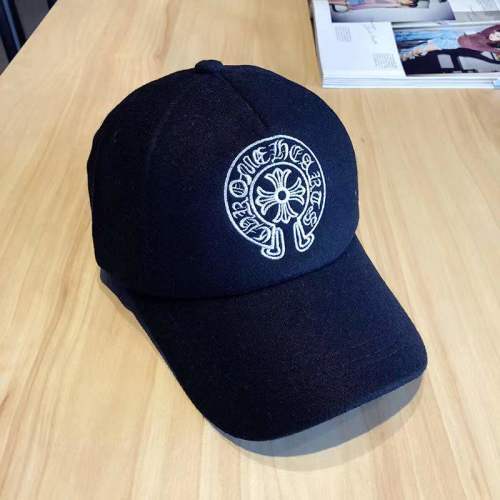 Chrome Hearts–style black curved brim cap