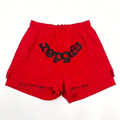 Sp5der Web Logo Nylon Shorts (Red/Black)