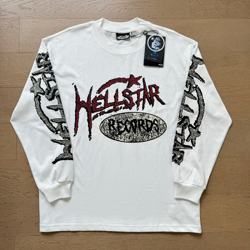 Hellstar – White “Hellstar Records” Long Sleeve Tee