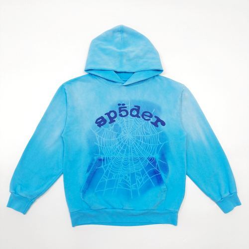 Sp5der Web Print Hoodie – Sky Blue Edition