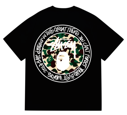 Stüssy x BAPE Camo Circle Tee – Limited Edition (BLACK)