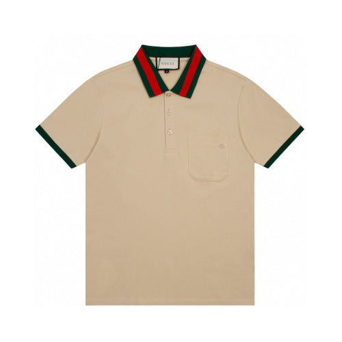 Gucci – Beige Web Trim Polo Shirt