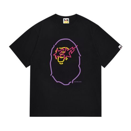 BAPE – Black Neon Outline Ape Head Tee