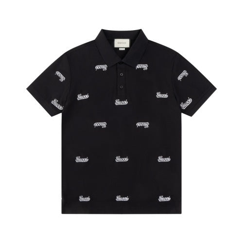 Gucci embroidered logo polo shirt in black