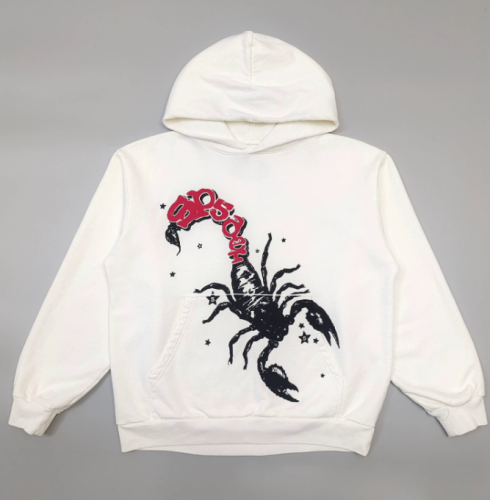 Sp5der Scorpion Hoodie – White / Black-Red