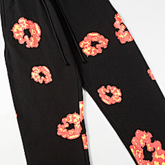 DENIM SWEATS (BLACK&ORANGE PRINT)