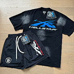 Hellstar “Electric Blue Logo” Set – Washed Black Edition
