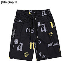 Palm Angels “All Over Logo” Diamond Shorts (Black/Yellow)