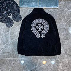 Chrome Hearts – Black Fleece Jacket with Heart Logo