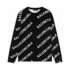 Balenciaga – Black All-Over Logo Long Sleeve Tee
