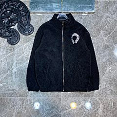 Chrome Hearts – Black Fleece Jacket with Heart Logo