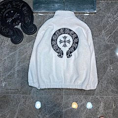 Chrome Hearts – White Fleece Jacket with Heart Logo