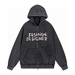 Balenciaga Fashion Designer Zip Hoodie – Washed Black