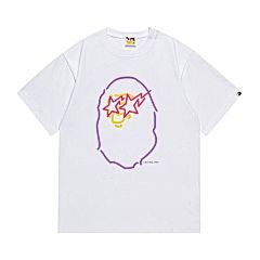 BAPE – White Neon Outline Ape Head Tee