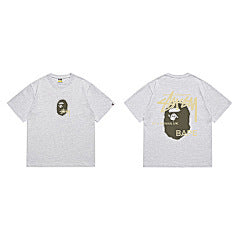 Stüssy x BAPE Classic Ape Tee – Grey/Gold Edition