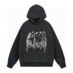 Balenciaga Gothic Band Hoodie – Washed Black