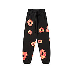 DENIM SWEATS (BLACK&ORANGE PRINT)
