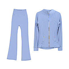 Lululemon – Light Blue Zip-Up Jacket & Flare Leggings Set