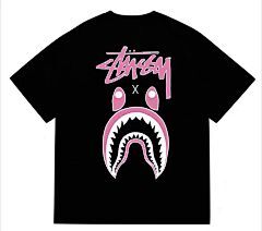 Stüssy x BAPE Pink Shark Tee – BLACK EDITION