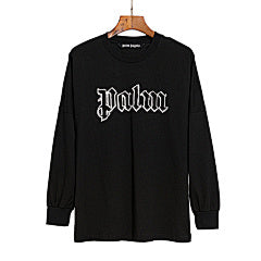 Palm Angels “Palm” Gothic Logo Long Sleeve Tee (Black)