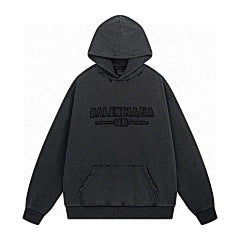 Balenciaga Embroidered BB Hoodie – Washed Black