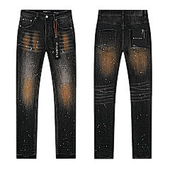 Purple – Black Burnout & Splatter Jeans
