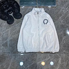 Chrome Hearts – White Fleece Jacket with Heart Logo