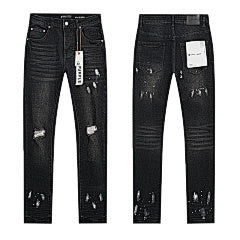 Purple – Black Ripped Straight Jeans