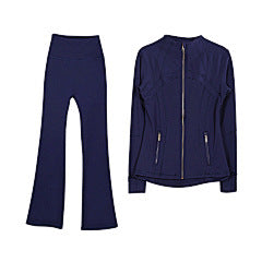 Lululemon – Navy Zip-Up Jacket & Flare Leggings Set