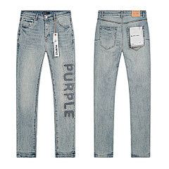 Purple – Light Blue “PURPLE” Side Print Jeans