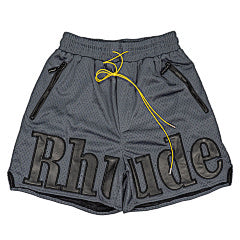 Rhude “Mesh Logo” Shorts (Grey/Black)