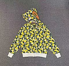 A Bathing Ape Shark Full Zip Hoodie – Yellow Camo